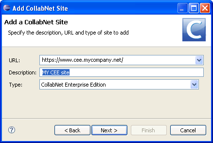 Add CollabNet Enterprise Edition Site